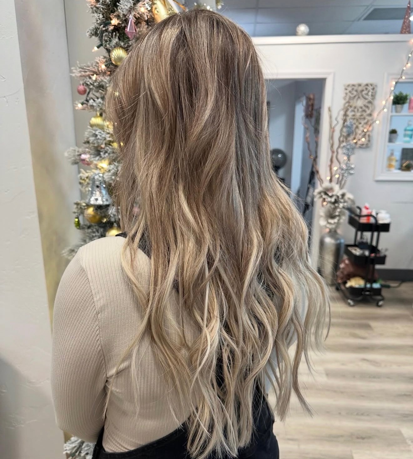 Hair treatment results showing healthy shine